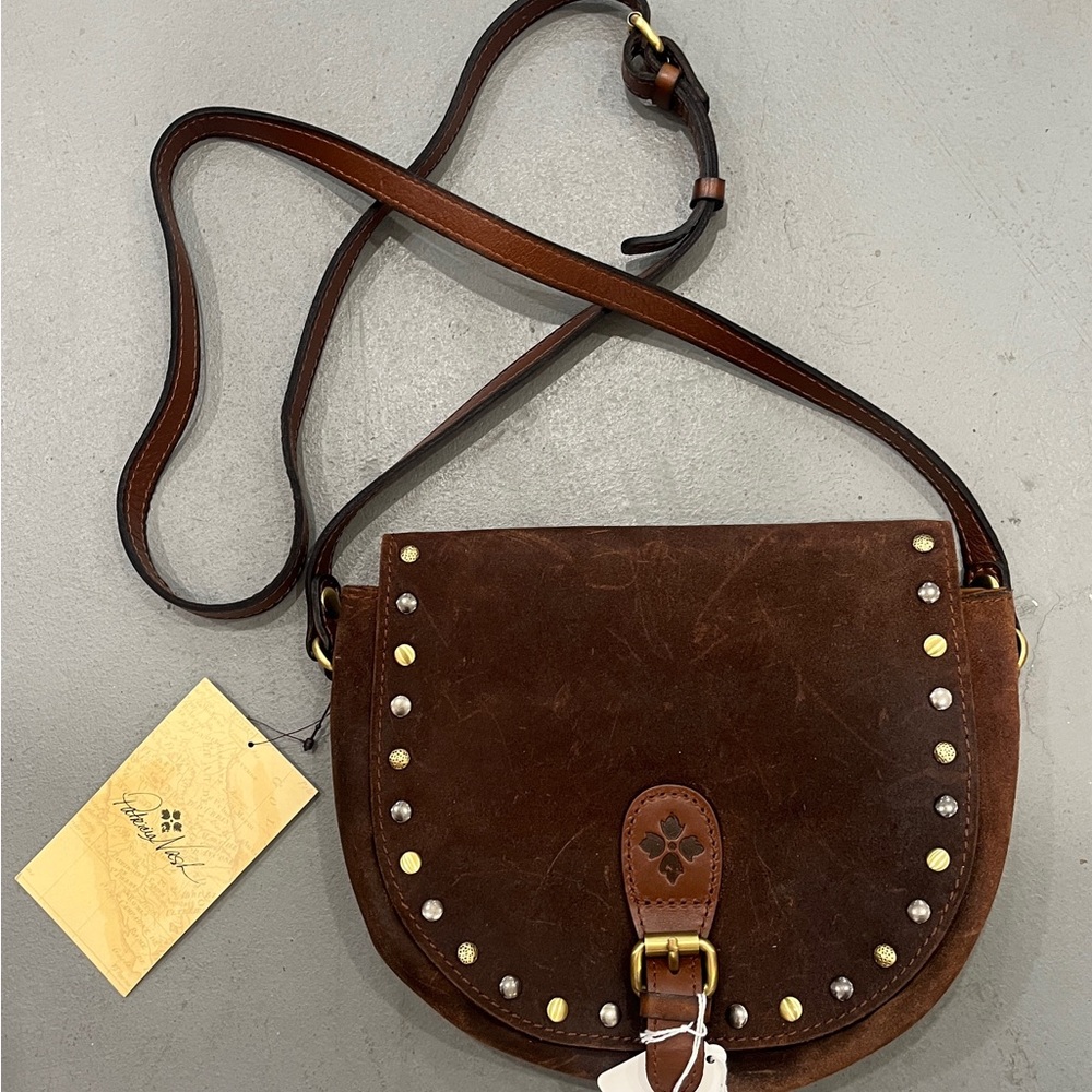 Patricia Nash Dark Brown Studded Crossbody Bag